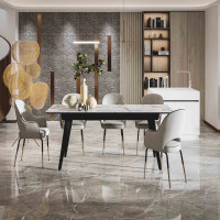 Стіл АТЛАНТА 140(180)*80*76 Laminam Bianco Statuario Venato (5mm)