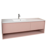 Тумба "LORENZO" ("030"/PINK-MATT) 150 см с умыл. "Lauretta" справа (консольная)