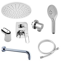 Комплект змішувачів AQVARODOS Terra (90441R Змішувач + RB007CP Змішувач + J06 Тримач лійки + AQUA шланг (1.5) + 012CP Верхній душ + 005CP Кронштейн + FO3 Лейка)