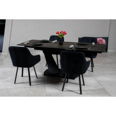 Стіл ЛУАРА 140(200)*80*76 Laminam Naturali Noir Desir (3mm)
