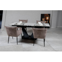 Стіл ЛУАРА 160(200)*90*76 Laminam Bianco Statuario Venato (3mm)
